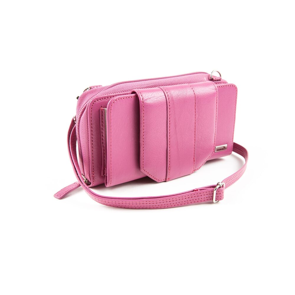 9603 Wallet RFID Cell Phone Purse Leather Crossbody with Accordion Pebbled